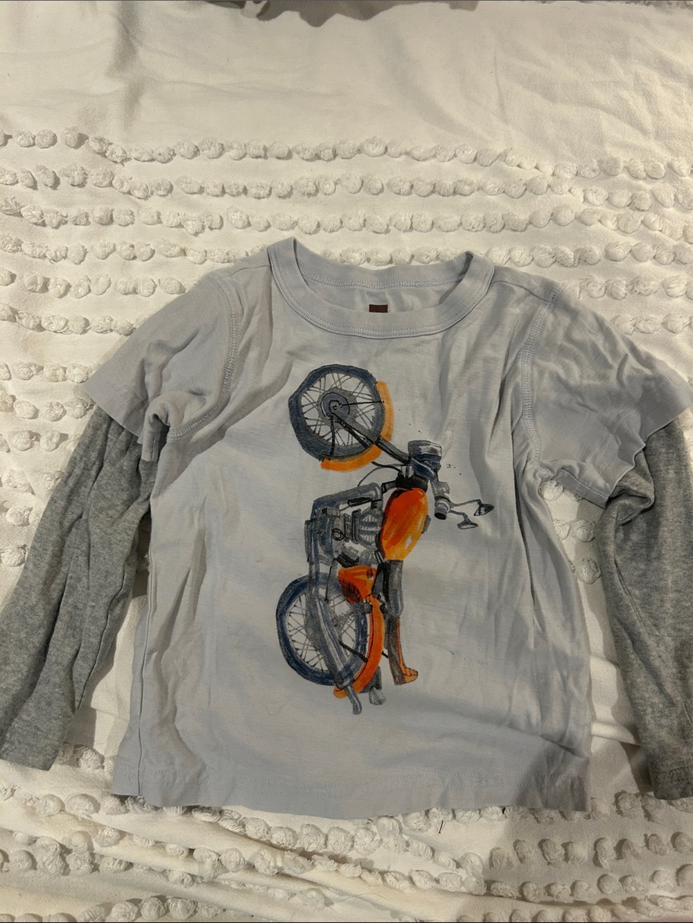 Tea Collection Light Blue & Gray Motorcycle Layered-Look Long Sleeve Tee
